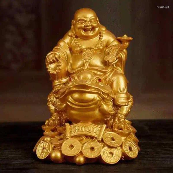 Figuras decorativas Riendo Chino Feng Shui Buda Riqueza Sapo Jin Chan Chu Dinero Suerte Prosperidad 4.5x7.2cm QDD9782