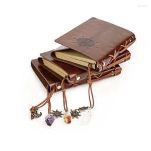 Decoratieve beeldjes Leer Magic Notebook Compass Roer Ananker Natural Crystal Amethyst Point Hangers Decoreren Retro Vintage Diary