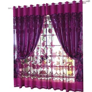 Figurines décoratives Feuilles rideaux transparents en tulle Valette de drapé voile Valance 1 panneau tissu room accessoires intérieurs décoration murale pour la maison