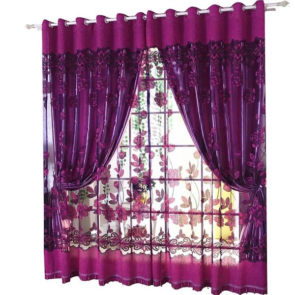 Figuras decorativas hojas de cortina transparente ventana de tul voile drapeado cenario 1 panel de tela accesorios interiores decoración de la pared para el hogar