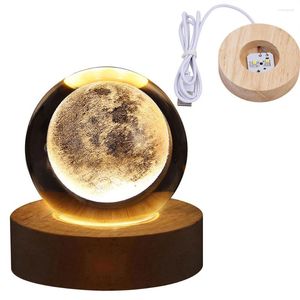 Figurines décoratives LED Crystal Ball Night Light Milky Way System 3D gravé USB solaire Charge pour décoration artistique