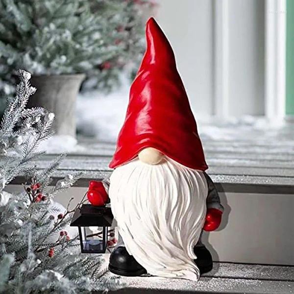 Figuras decorativas LED GNOME LIGHT Decoración navideña Dwarf Resina Santa Ornamento Escultura feliz Año de guirnalda Figura