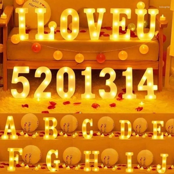 Figuras decorativas letras LED Light Alphabeto Alfabeto Corazón Lámpara de plástico de plástico 16 cm para la boda Valentín Valentín ORNAMENTO Fiesta de cumpleaños