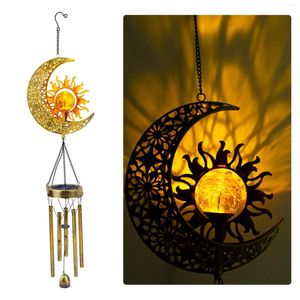 Decoratieve beeldjes Led Solar Sun Moon Wind Chime waterdichte Tuindecoratie Outdoor Home Decor Uniek cadeau voor kinderen volwassen