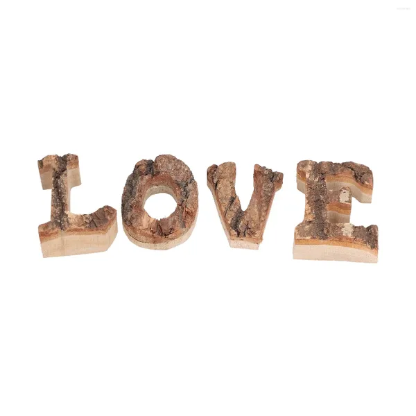 Figurines décoratives lettres blocs en bois autoportants robustes et durables décor d'amour design rétro exécution exquise pour la décoration de table