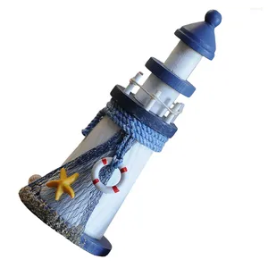 Figurines décoratives lifkome Tabletop Resin Lighthouse Tower Tower Farmhouse Gift Mini Sailboat Model Decoration Handmade
