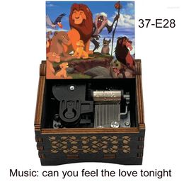 Figuras decorativas Lion Can You Feel the Love Tonight Music Box Mechanical Wooden Christmas Birthday Gift Decoración de la oficina en el hogar