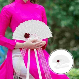 Decoratieve beeldjes lolita fan cosplay Chinese stijl prom rekwisieten vrouwen opvouwbare dans plastic handventilatoren kant voor retro vouwmiss