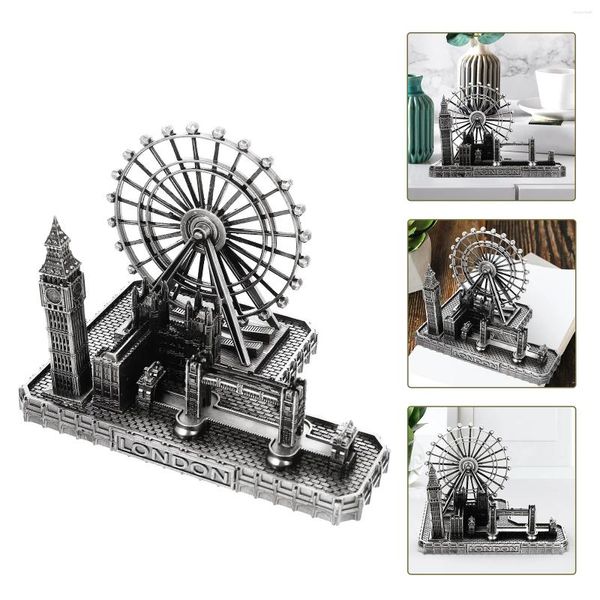 Figuras decorativas Modelo de Londres Puente de la Torre Ciudad Famosos Edificios del Big Ben Arquitectura Reloj Estatuilla Estatua Escultura británica Recuerdo