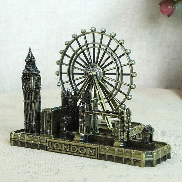 Figuras decorativas Souvenirs Big Ben Tower Bridge Eye en miniatura y oficina Decoraci￳n de la rueda de la fortuna