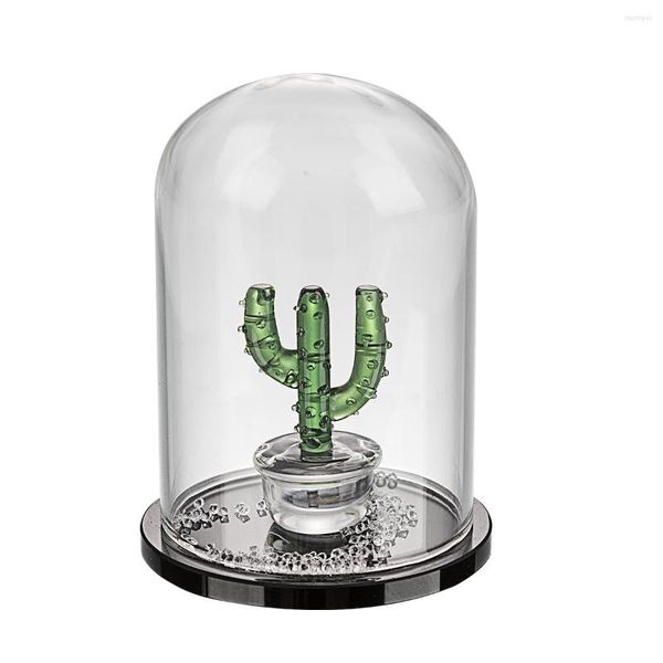 Figuritas decorativas LONGWIN Cactus de cristal en una cúpula de cristal estatua de flor de planta Artificial decoración del hogar adorno de mesa central