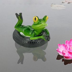 Figurines décoratives en résine, jolie Statue de grenouille flottante, Simulation d'art Animal, artisanat, pour étang, ornement extérieur de jardin