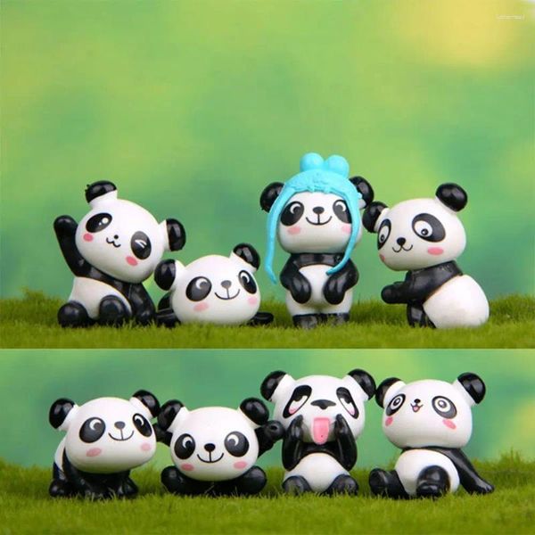 Figurines décoratives jolis kits de dessins animés de garage en plastique drôles mini modèle bricolage artisanat panda décoration miniature animal mignon style chinois