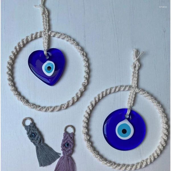 Figurines décoratives Lucky Eye Glass Blue Turc Turc Pendant Evil Pendant Mall suspendu Handmade Nazar Décoration pour le salon de la maison Cadeau de voiture