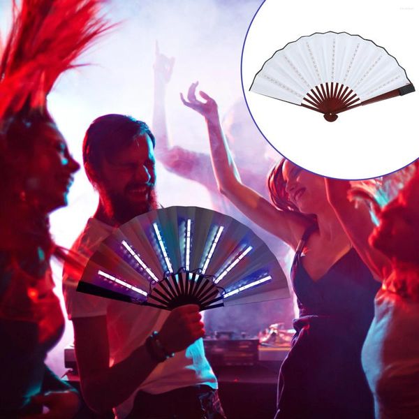 Figuras decorativas ventiladores luminosos Hommandean grandes naves nocturnas Club de tela Dancing Light sosteniendo el plegable Rave plegable