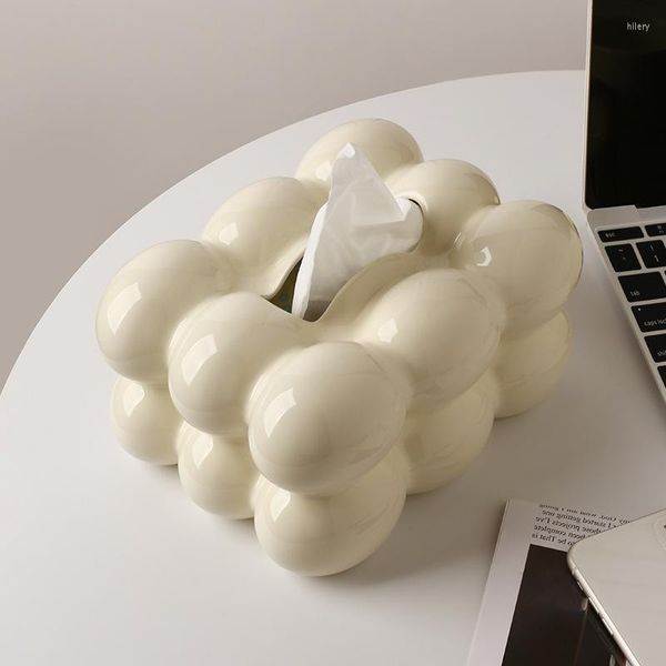 Figurines décoratives luxe minimaliste oeuf boule forme boîte à mouchoirs Design sens décoration créative tiroir en céramique approvisionnement transfrontalier