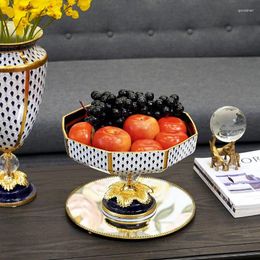 Decoratieve beeldjes Luxe pauw veerpatroon keramische fruitbak woonkamer salontafel opslag kantoor noot ornamenten