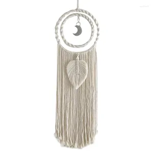 Figuras decorativas Catchante de ensueño de MacRame Boho Wall Hanging Feather Woven Tassels Decoración Ornamento Home Craft regalo