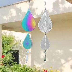 Figuras decorativas Hilanderos de viento cinéticos mágicos Esculturas de receptor 3D que fluyen Efecto visual Campanas Cristal Prisma Patio Jardín Colgante