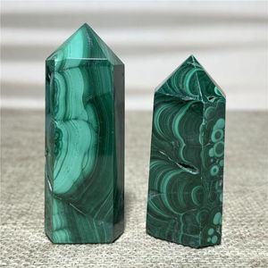 Figurines décoratives Malachite Tour Pierre Naturelle Et Cristal Gemmes De Guérison Méditation FengShui Reiki Énergie Wicca Baguette Ornements Pour La Maison