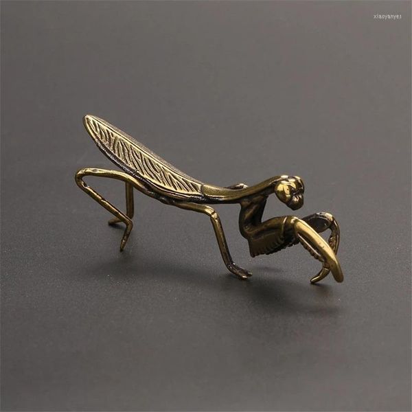 Figurines décoratives Mantis Cuivre Ornements Thé Pet Insecte Solide Antique Bronze Art Miniature