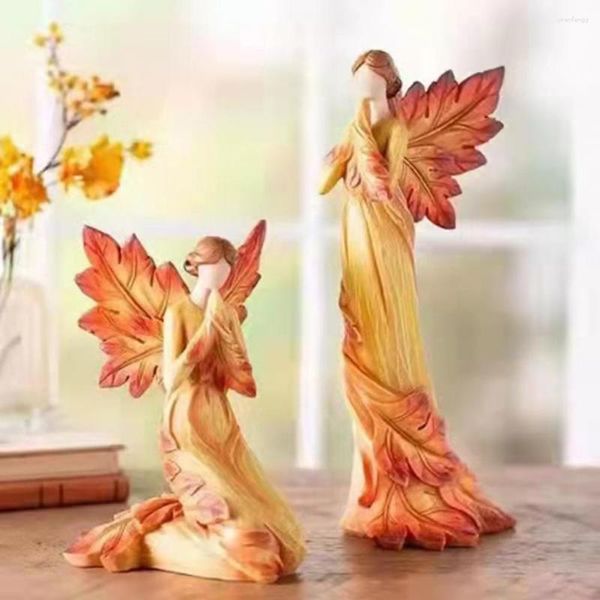 Figurines décoratives d'ange en érable, ornement accrocheur à genoux, décoration de maison d'automne, modèle de décoration, Figurine de jardin, cadeau