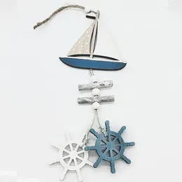 Figurines décoratives Style marin pendentif en bois petit bateau de poisson décoration murale cadeaux créatifs océan vent artisanat décoration de la maison