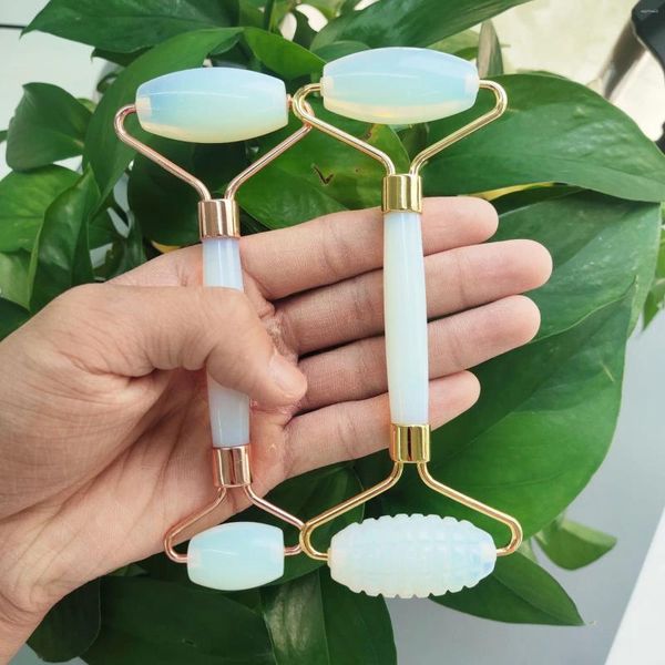 Figuras decorativas masajeador jade roller cara opalita elevación facial masaje piedra natural belleza herramienta de cuidado de la piel