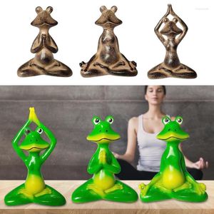 Figurines décoratives méditation grenouille Statue drôle Miniature Zen Yoga Figurine résine bureau ornement Animal Sculpture crapaud jardin décor