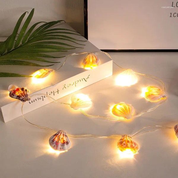 Figurines décoratives de style méditerranéen LED LUMEURS LETS NATUREL CONCH MOUR HOME PENDANTS MARINE PENDANTS 2M 10PCS