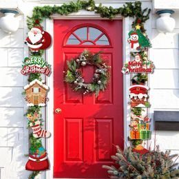 Decoratieve beeldjes Merry Christmas Deur Hangende banner Santa Claus Sneeuwman Couplet Navidad 2024 Party Home Decoratie
