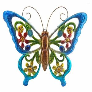 Figurines décoratives METAL 3D Mur de papillon suspendu décorations d'art maison ornements de jardin à la maison Antennes avec crochet