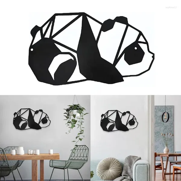 Figurines décoratives Metal Animal Panda Sign Wall Art Decor suspension du modèle de pendentif