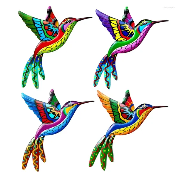Figuras decorativas decoración de la pared de pájaros de metal decoraciones de arte de arte vibrante escultura 3D colgando para sala de estar dormitorio duradero