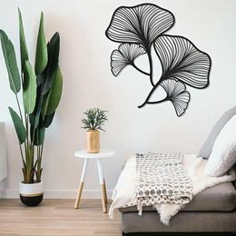 Figuras decorativas decoración de flores de metal letrero de hoja de ginkgo natural de decoración de pared moderna sala de estar viviente dormitorio de guardería