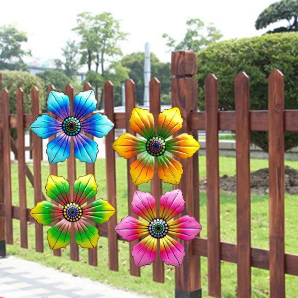 Figuras Decorativas Escultura De Arte De Pared De Flores De Metal Adorno Colgante Al Aire Libre para Jardín Patio Terraza Decoración De Balcón Decoración Creativa