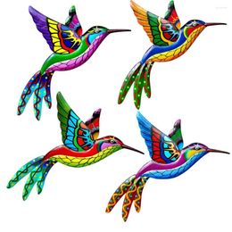Figuras decorativas colibríes de metal pared de la pared de la pared del jardín Decoración de la sala de estar artesanías del adorno del color al aire libre colgante