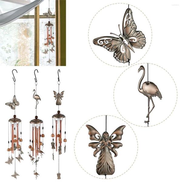 Figurines décoratives carillon à vent en Tube métallique, papillon commémoratif, grand ange flamant rose, cadeau créatif suspendu, Art