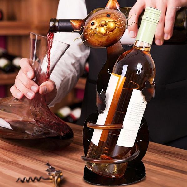 Figurines décoratives porte-bouteille de vin de couleur métallique en matériau de fer adapté à la décoration intérieure Restaurants bars cadeaux amis