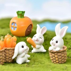 Figurines décoratives micro-paysage animaux mignons caricatures Carrot House Gardening Resin Bijoux Accessoires