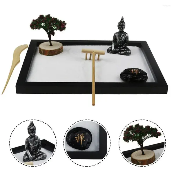 Figurines décoratives, outil de méditation pour ouvrir l'esprit, Statue de bouddha Zen, plateau de sable de Style chinois, ensemble pour