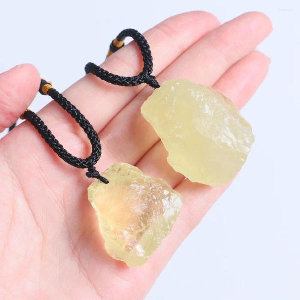 Figurines décoratives Mineraali Citrine Rough Stone Pendant Beau Collier Gérothe Yellow Quartz Crystal Guérison Accessoires