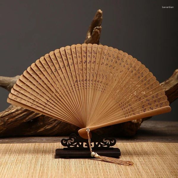 Figurines décoratives Mini éventail pliant en bambou creux japonais anciens hommes et femmes faits à la main petite danse