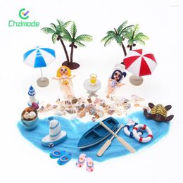 Figuras decorativas Mini juego de playa Modelo en miniatura Adorno Casa de muñecas Verano Océano Modelos a escala Escena de simulación Po Accesorios de decoración