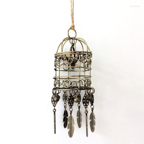 Figuritas decorativas Mini jaula de pájaros decoración del hogar del coche adorno colgante decoración de cabecera para la habitación de la pared campanas de viento