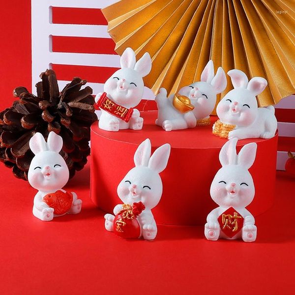 Figuritas decorativas Mini Año Chino el zodiaco resina pequeño Kawaii adorno de escritorio pastel original decoración 2023 Micro