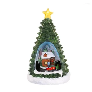 Figurines décoratives Mini arbre de Noël Boîte musicale Création Building Building Music Diy pour toute décoration de vacances
