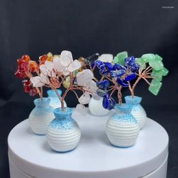 Decoratieve beeldjes Mini Crystal Bonsai Kunstplant Beeldje Geluk Boom Desktop Ornament Auto Woonkamer Thuiskantoor Decoratie