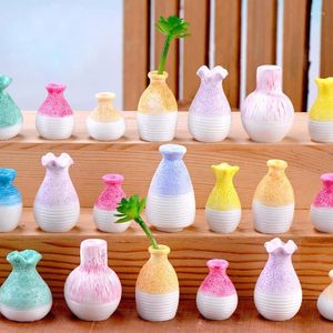 Decoratieve beeldjes Mini Flower Vaas Pot Bottle Home Oor ornament Craft Fairy Garden Bonsai Decor Miniatuur Dollhouse Cake Decoration Diy