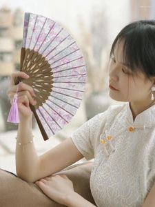 Decoratieve beeldjes Mini opvouwbare ventilator Dames Vintage kleine Chinese bruiloft persoonlijkheid cadeau Hand Prom Party Dance Sieraden Craft